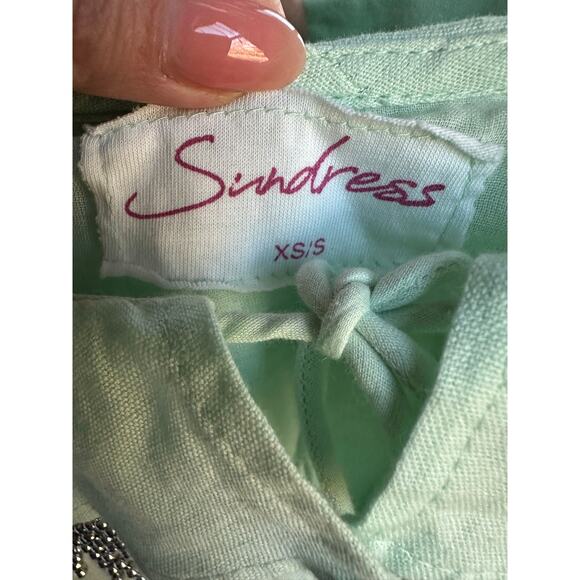 SUNDRESS Revolve Rare Mint Green Beaded Star Tiered Midi Dress XS/S - Picture 8 of 9